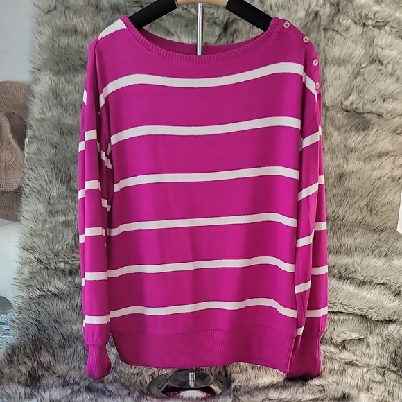 Sonoma Sweaters - Sonoma Pink and White Knit Top